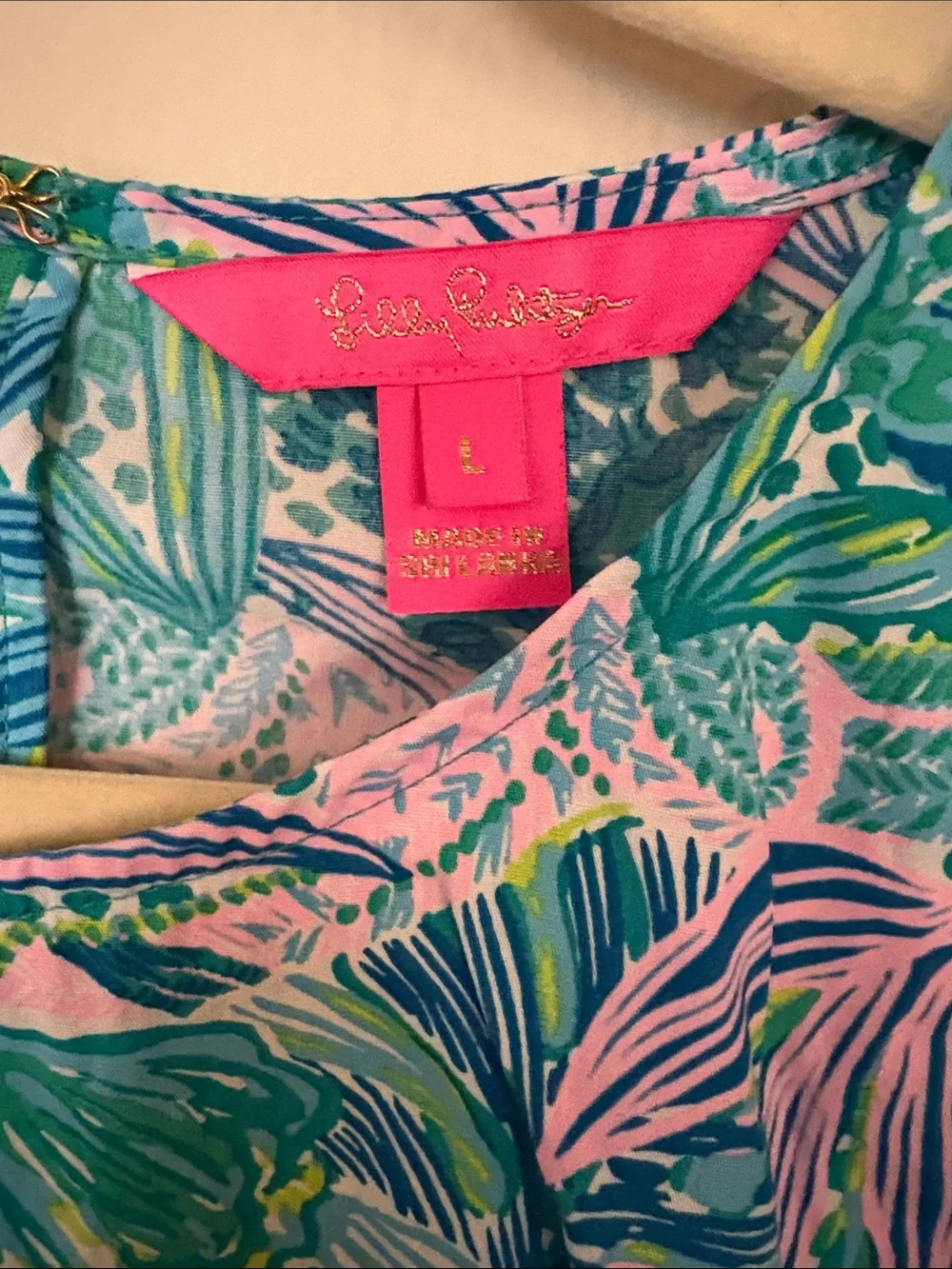 Lilly Pulitzer Teal Floral Puff-Sleeve Blouse